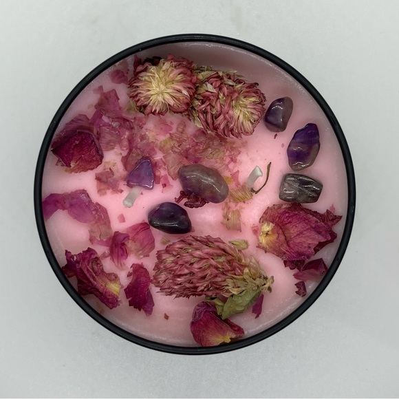 LavenderRose Quartz Crystal Candle Organic - Picture 8 of 11